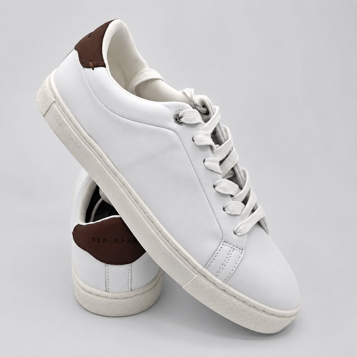 Ted Baker Robberto Men's Leather Low Top Sneakers White Dark Night Lace-Up