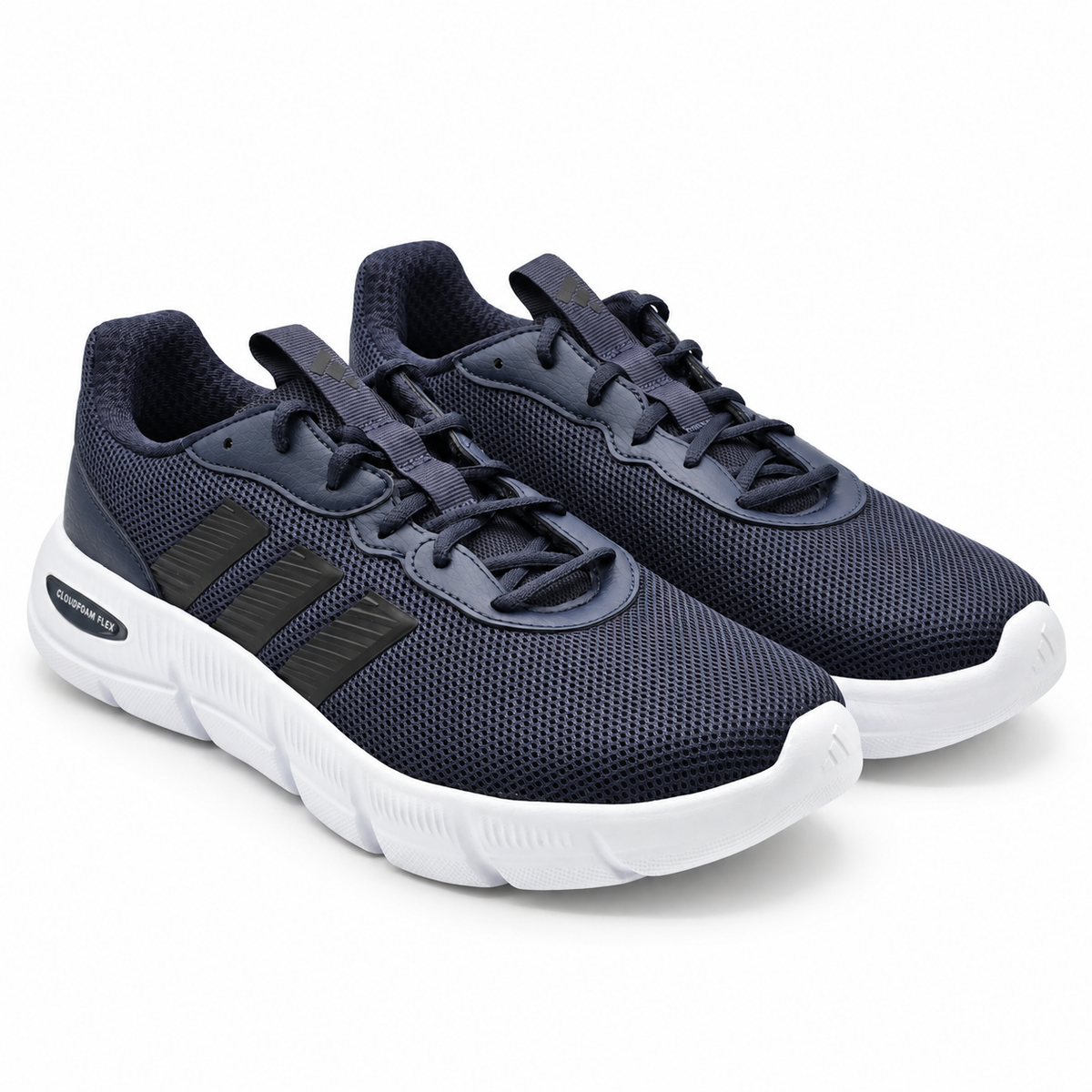 adidas Cloudfoam Flex Laces Mens Wide Navy Walking Sneakers HQ4853 Pick Size