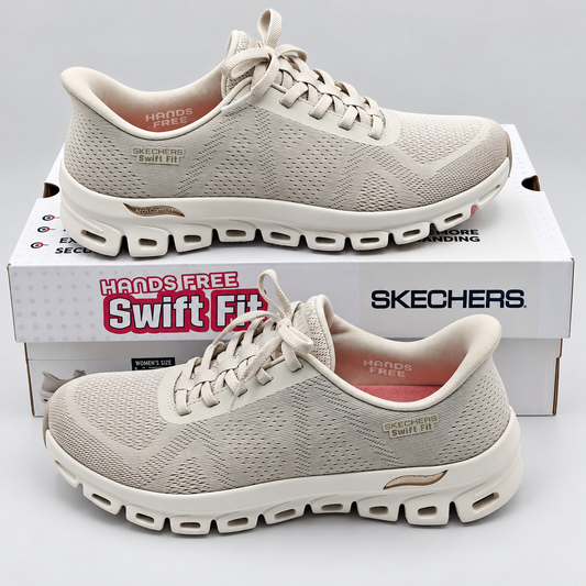 Skechers Swift Fit Womens Tan Hands Free Glide-Step Walking Sneakers Pick Size