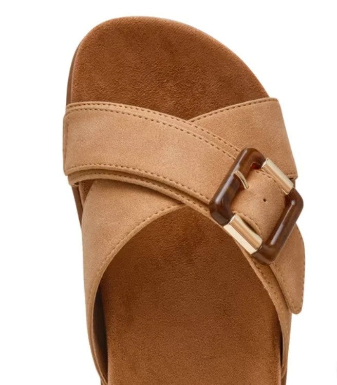 DV by Dolce Vita Usha Womens Tan Buckle Slide Sandals Open Toe Casual Pick Size