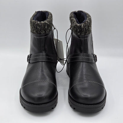 JSport Womens Violet Black Boots with Knit Cuff and Memory Foam Comfort