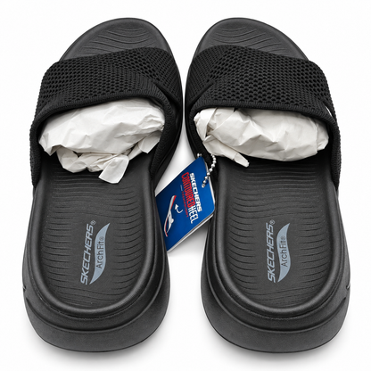 Skechers GO WALK Arch Fit Worthy Womens 7 Black Slide Sandals ULTRA GO 140224