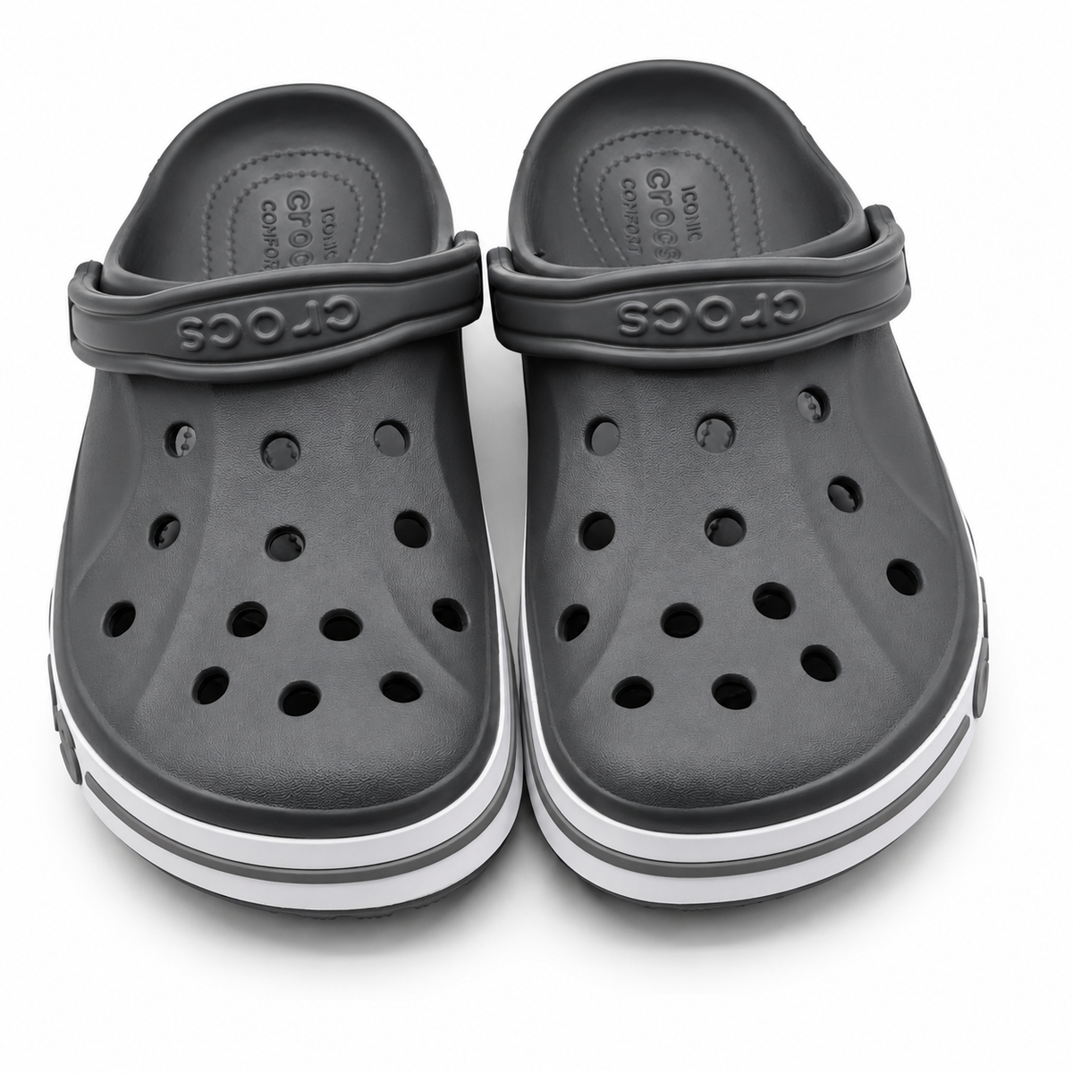 Crocs Bayaband Clogs Women 9 Men 7 Slate Grey Multi Slip On Comfort 205089-0IE