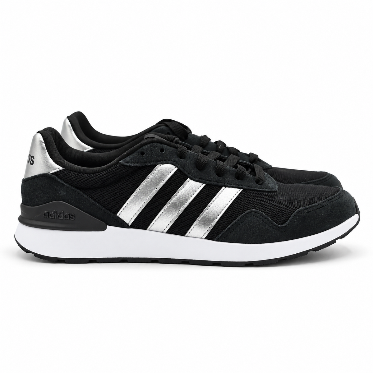 adidas Run 60s 4.0 Womens Black Silver Retro Suede Sneakers Pick Size JR6626