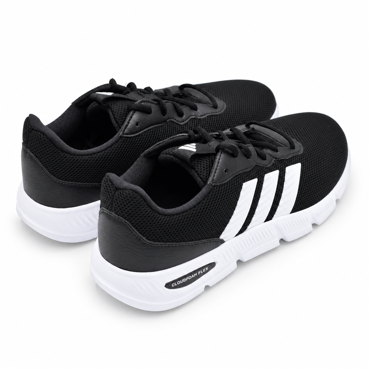 adidas Cloudfoam Flex Laces HQ4960 Womens Black White Walking Lifestyle Sneakers