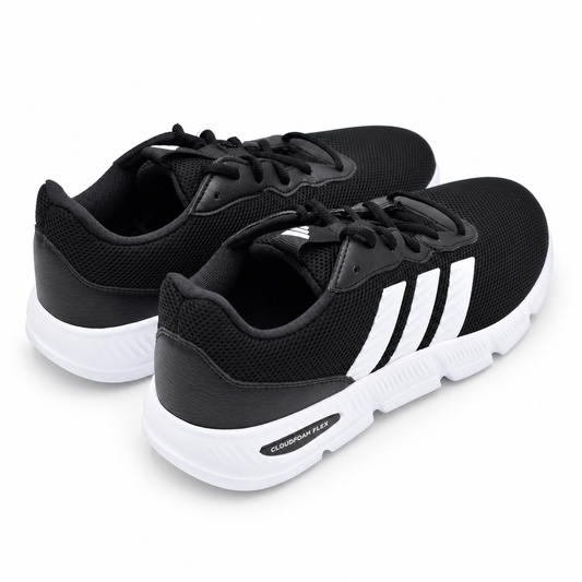 adidas Cloudfoam Flex Laces HQ4960 Womens Black White Walking Lifestyle Sneakers