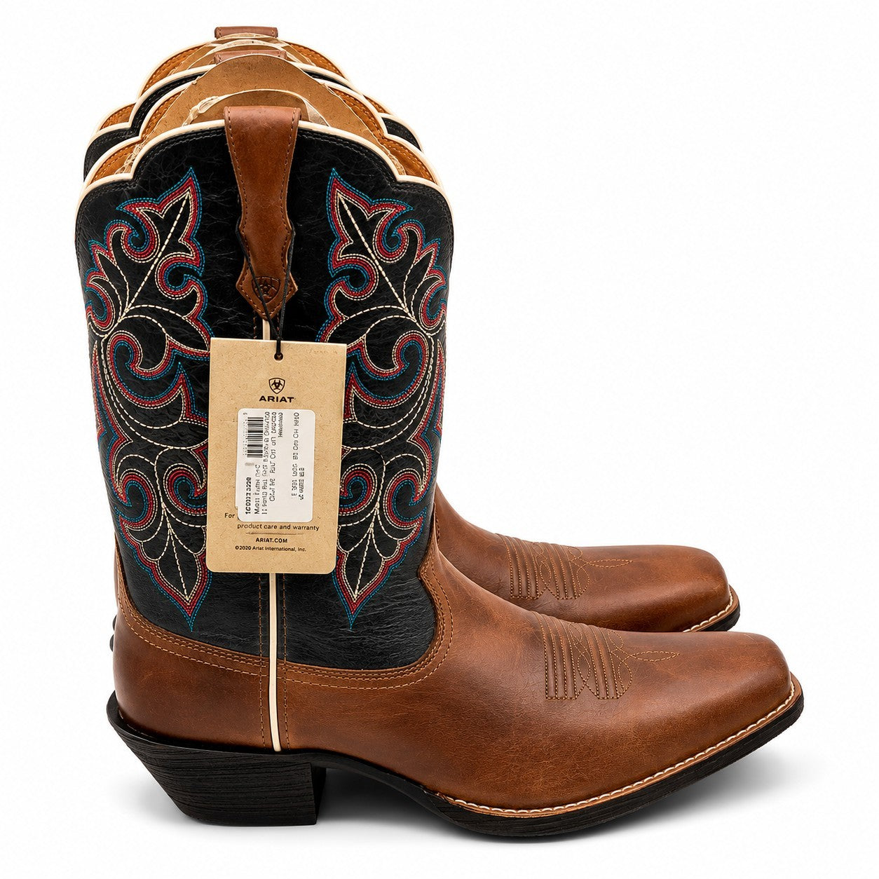 Ariat(R) Round Up Square Toe Western Cowboy Boots Brown Blue Women's 11 B 10040446