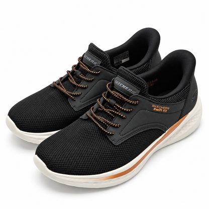Skechers Swift Fit Mens Black Hands Free Memory Foam Walking Sneakers Pick Size