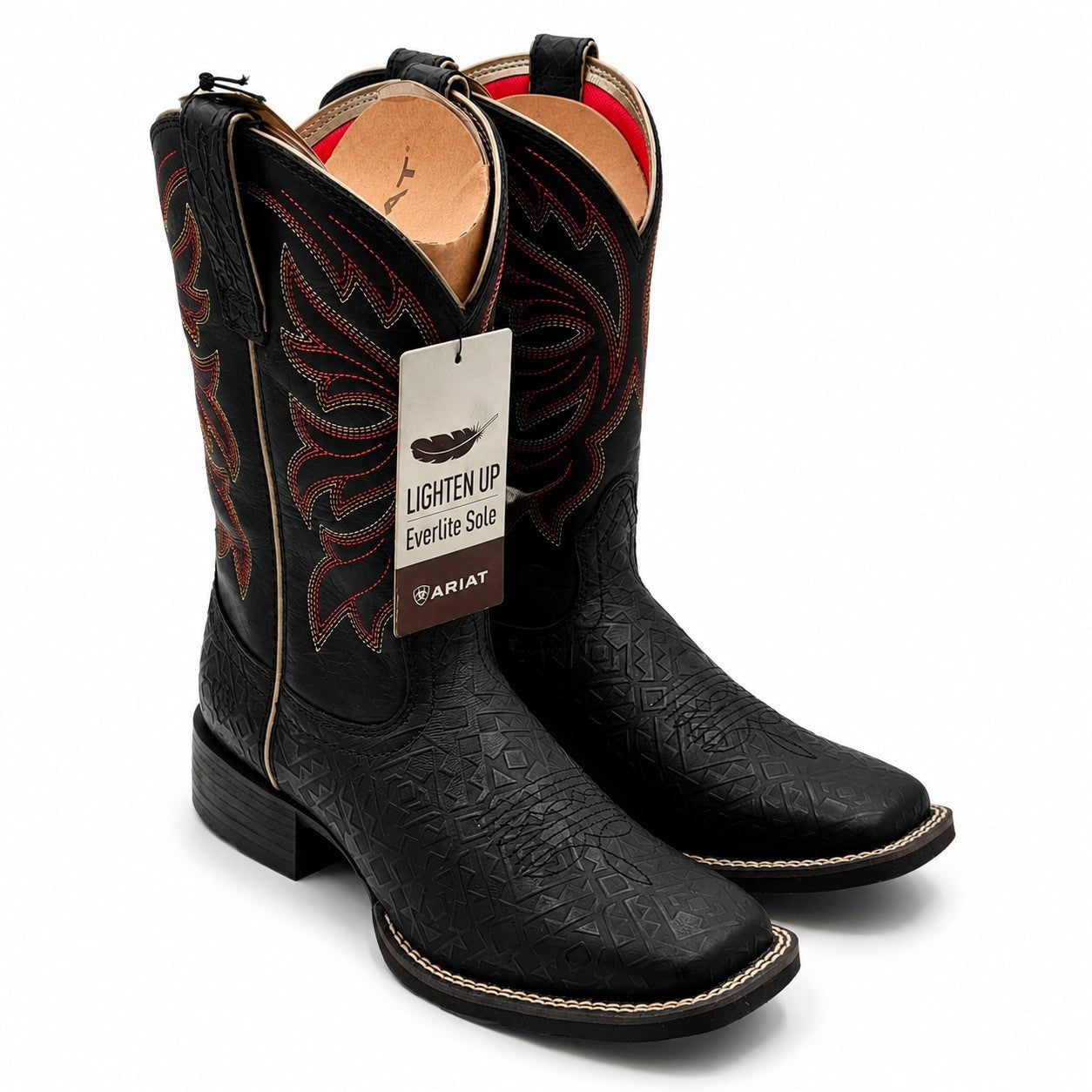 Ariat Buckley Western Cowboy Boots Black Emboss Women's 7.5 B Square Toe 1005088