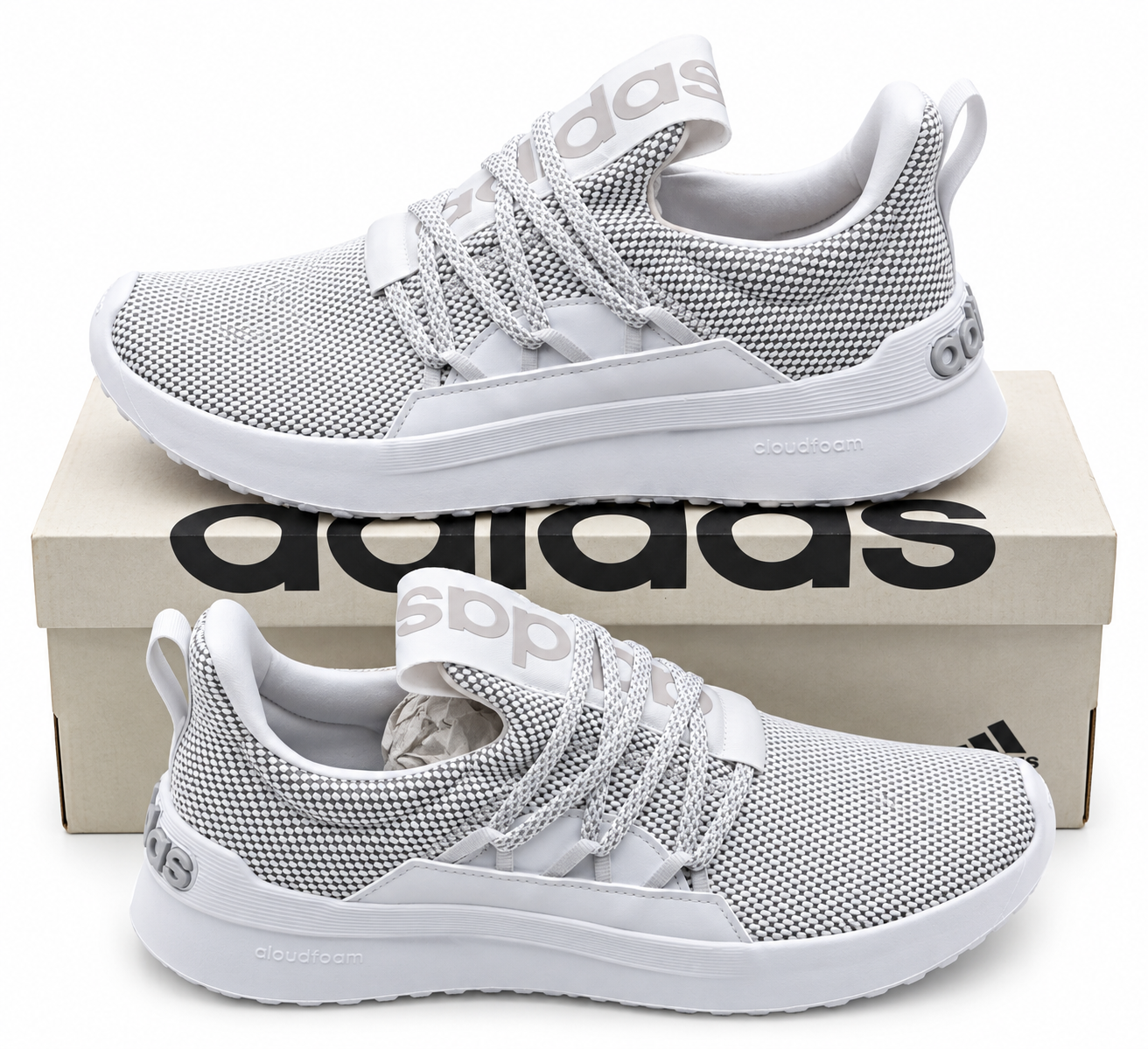 adidas Lite Racer Adapt 5.0 Men's US 8 White Grey Cloudfoam Slip-On Shoes HP6466