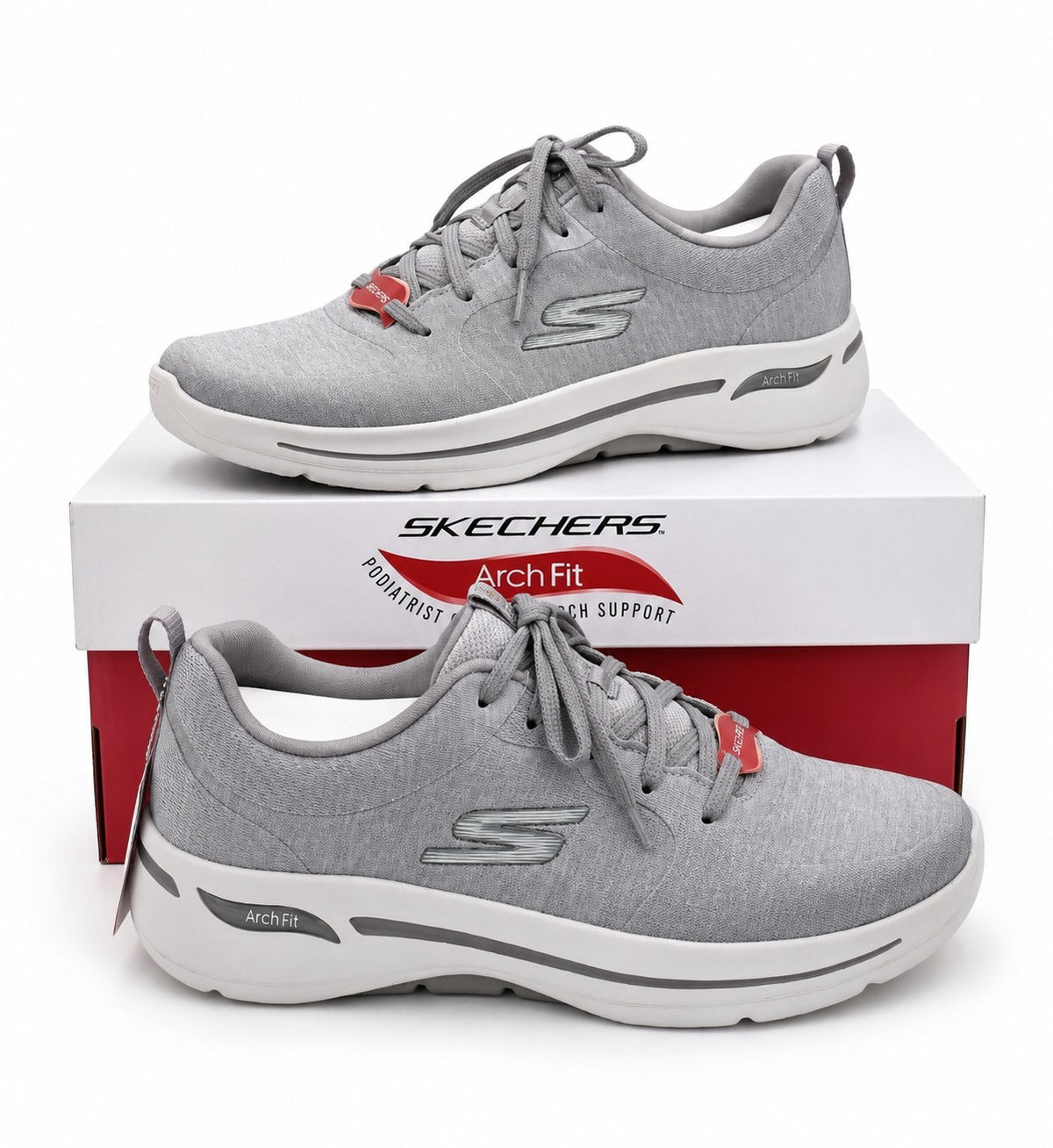 Skechers Go Walk Arch Fit Sneakers Women's Gray Walking Shoes 124485 7.5