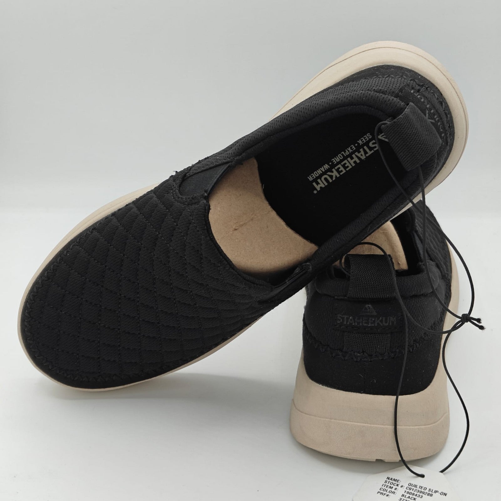 Staheekum Women's Quilted Slip-On Shoes Taupe Comfortable Casual (Black)
