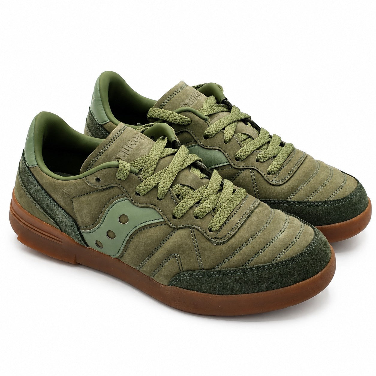 Saucony 586i Nubuck Men's 8 Women's 9.5 Green Gum Sole Retro Casual Sneakers