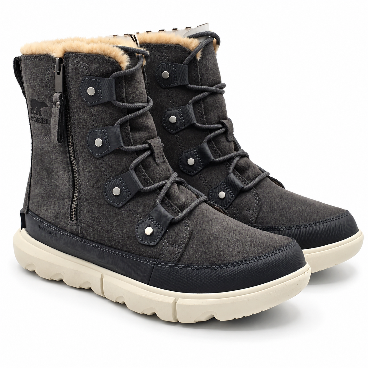Sorel Explorer II Joan Dual Zip Womens 9 Grill Fawn Waterproof Winter Snow Boots