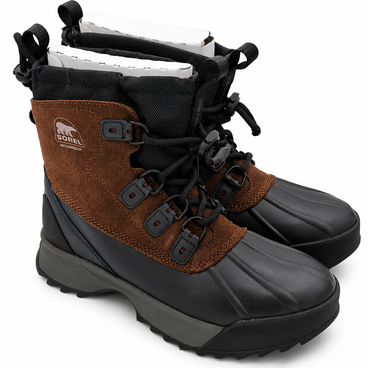 SOREL Scout 87 XT WP Tobacco Black Waterproof Boots Men's Size 9 Leather