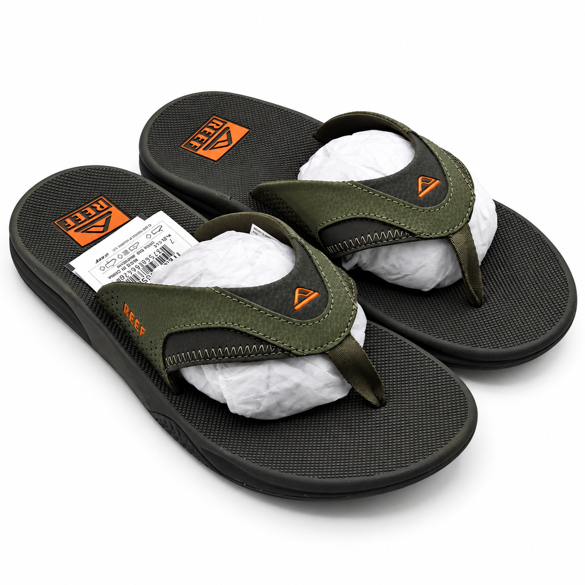REEF Cushion Fanning Flip Flops Men 11 Olive Arch Support Bottle Opener CJ8928