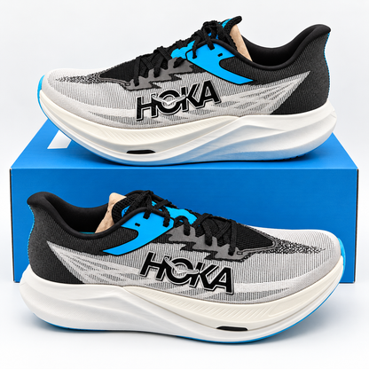 HOKA Rocket X 3 Men's 11 D White Black PEBA Carbon Plate Marathon Racing Shoes