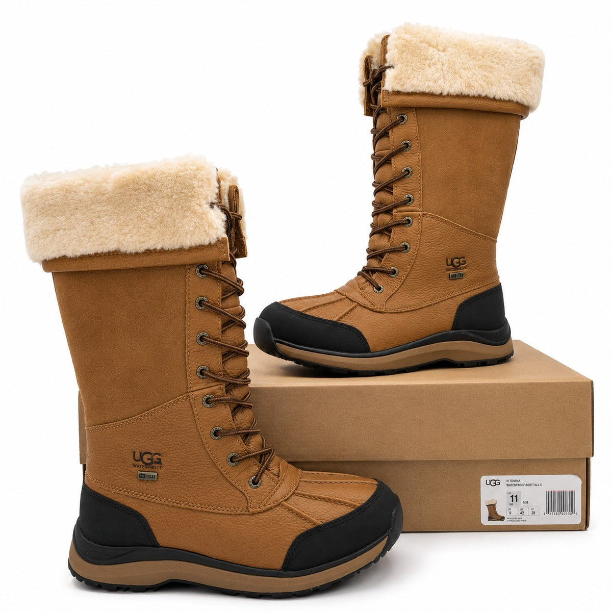 UGG Adirondack Tall III Waterproof Leather Suede Boots Chestnut Women's Size 11