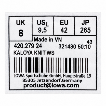 LOWA Kaloya Knit WS Women's 9.5 White Gray Bungee Lace Outdoor & Travel Sneakers