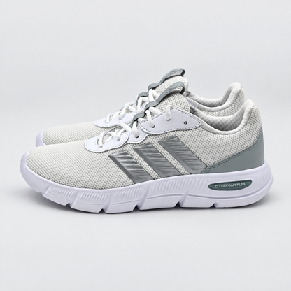adidas Cloudfoam Flex Laces Women Wide White Gray Walking Shoes JS4891 Pick Size