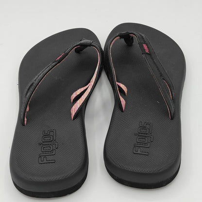 Flojos  Women's Sandals w Memory Foam Flip Flops New Black Pink Size 7