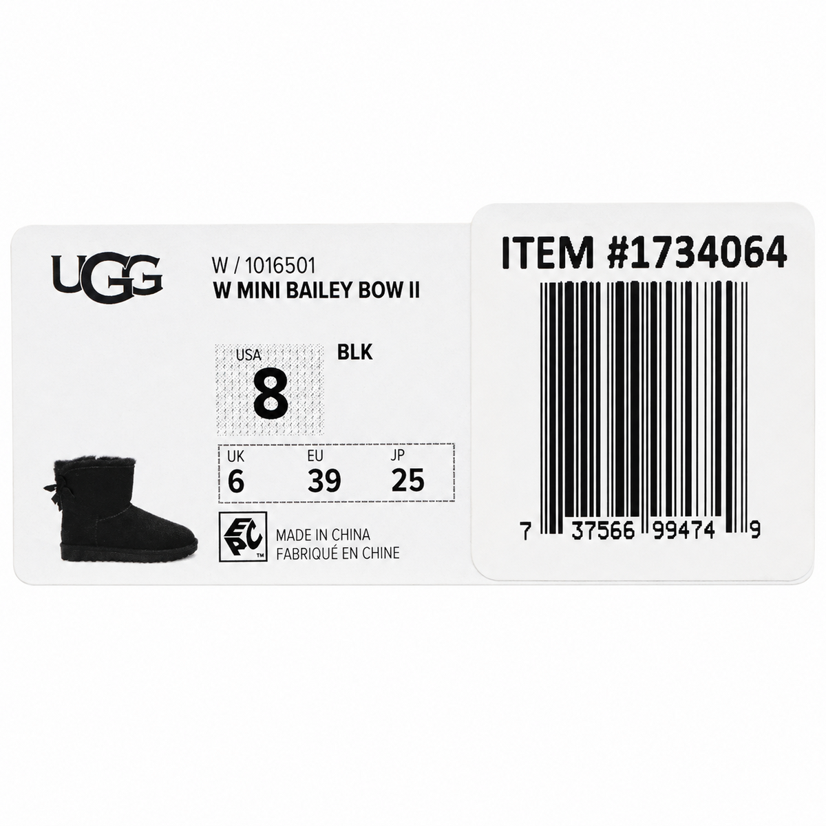 UGG Mini Bailey Bow II Women's 8 Black Sheepskin Suede Ankle Boots 1016501-BLK
