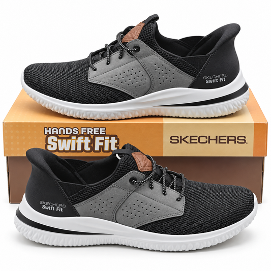 Skechers Delson 3.0 Swift Fit Mens Black Gray Hands Free Slip On Shoes Pick Size