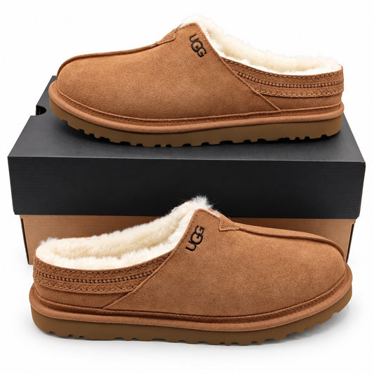 UGG Neuman Slippers Men's Sheepskin Suede Chestnut 1113631-CHE Size 12