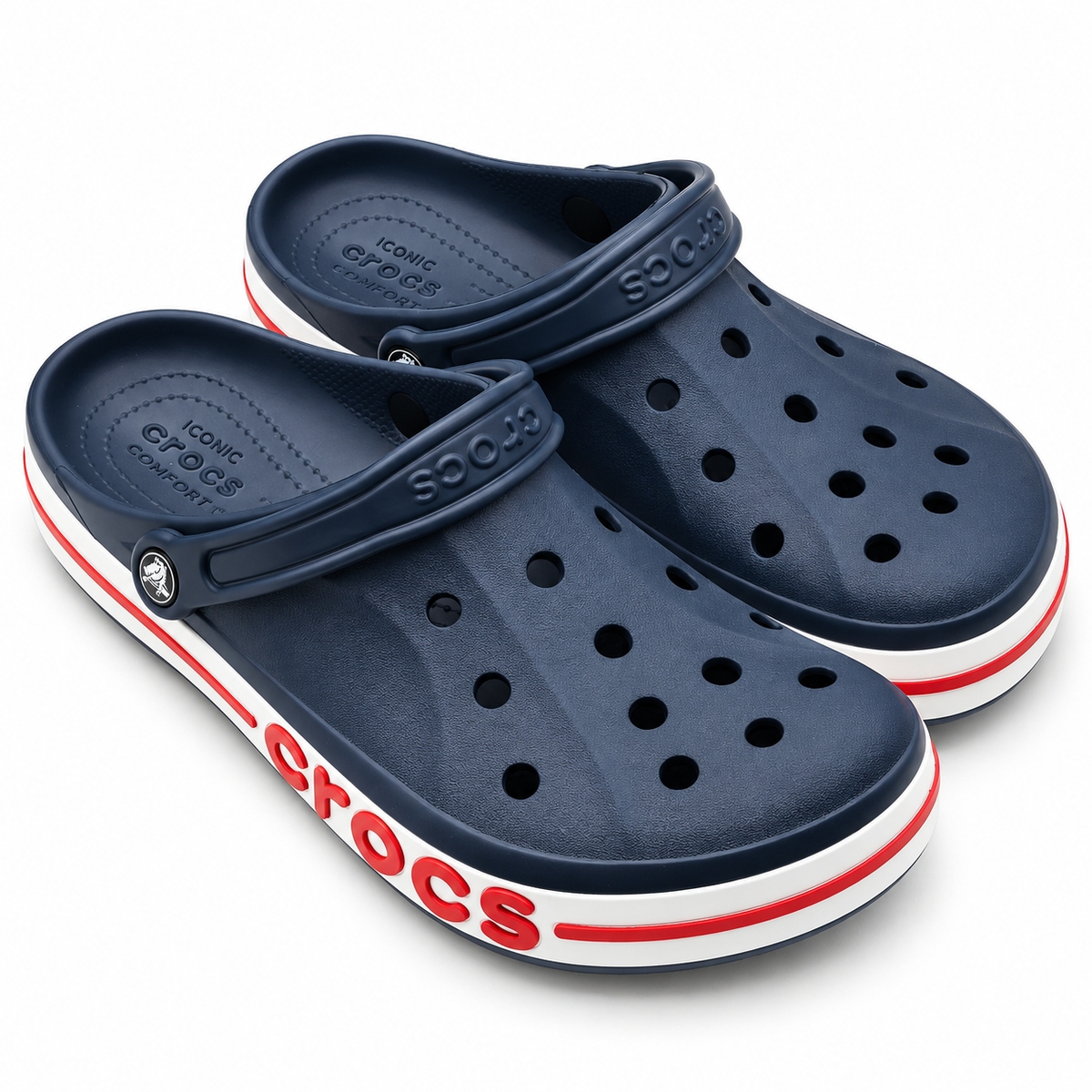 Crocs Bayaband Clogs Men 9 Women 11 Navy Pepper Blue Slip On Comfort Shoe 205089