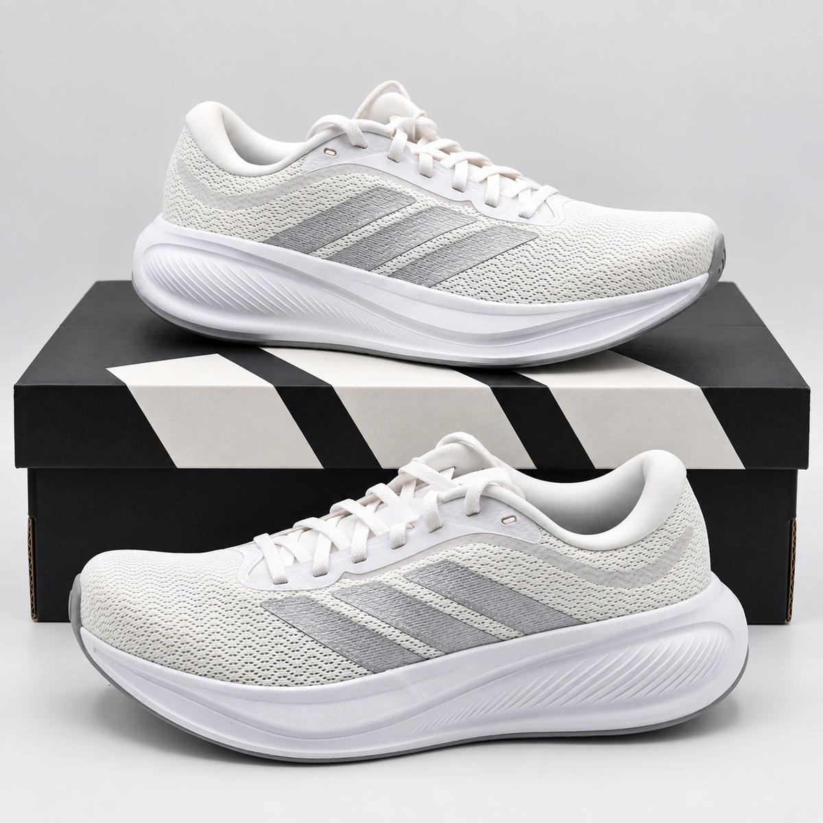 adidas Response Runner 2 Womens 8.5 White Silver Cloudfoam Running Shoes KJ1738
