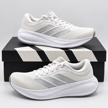 adidas Response Runner 2 Womens 8.5 White Silver Cloudfoam Running Shoes KJ1738