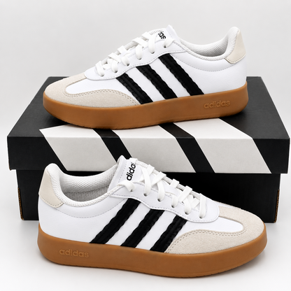 adidas Barreda Sneakers Women's Retro T-Toe Lace-Up White Black Gum Pick Size