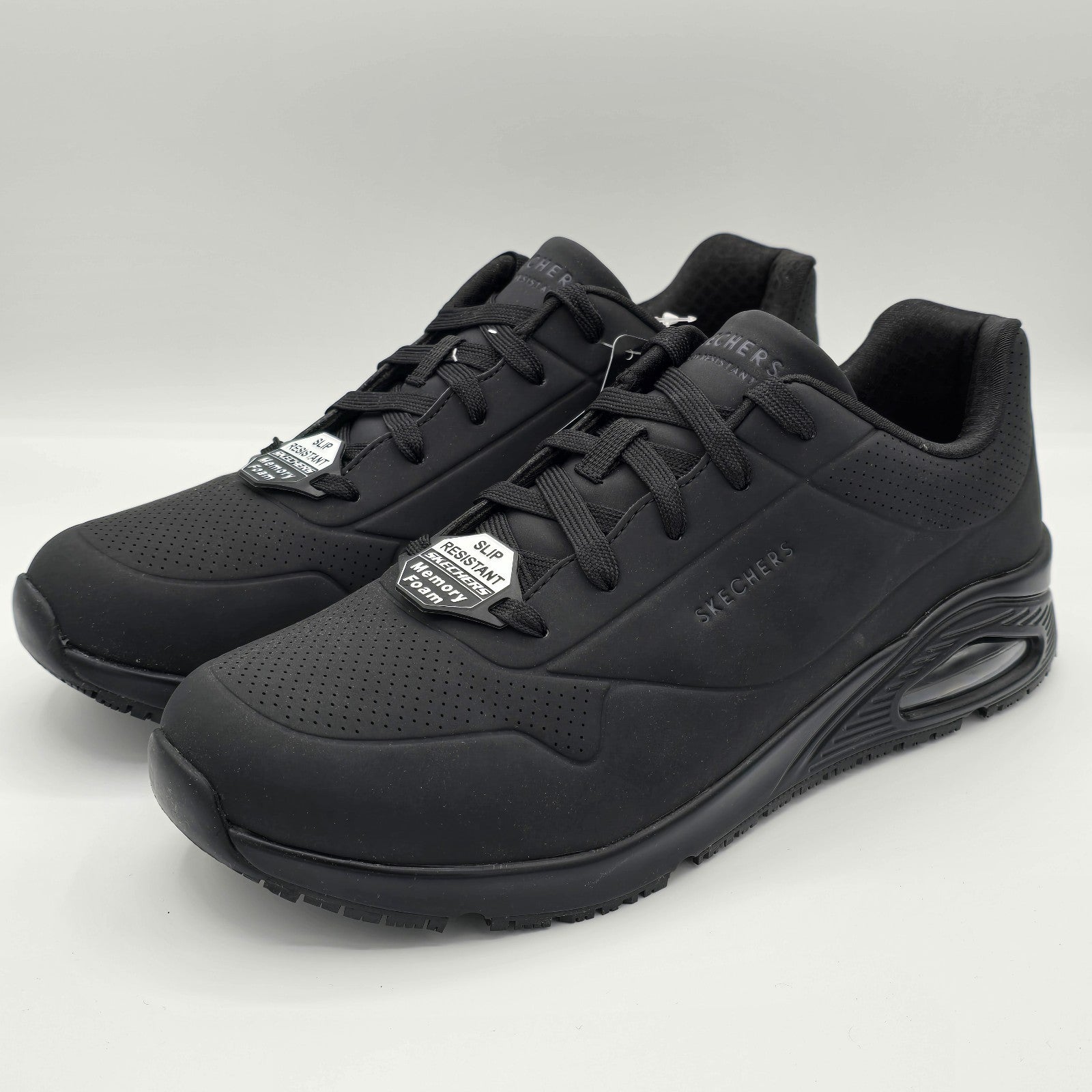 Skechers Work Relaxed Fit Uno SR Sutal Men's Black Slip-Resistant Shoes 9.5/10