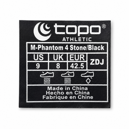 Topo Athletic Phantom 4 Men's Size 9 Stone Black Cushioned Road Running Shoes