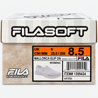 FILA Mallorca Slip On Womens Size 8.5 White Mesh FILASOFT Comfort Sneakers Shoes