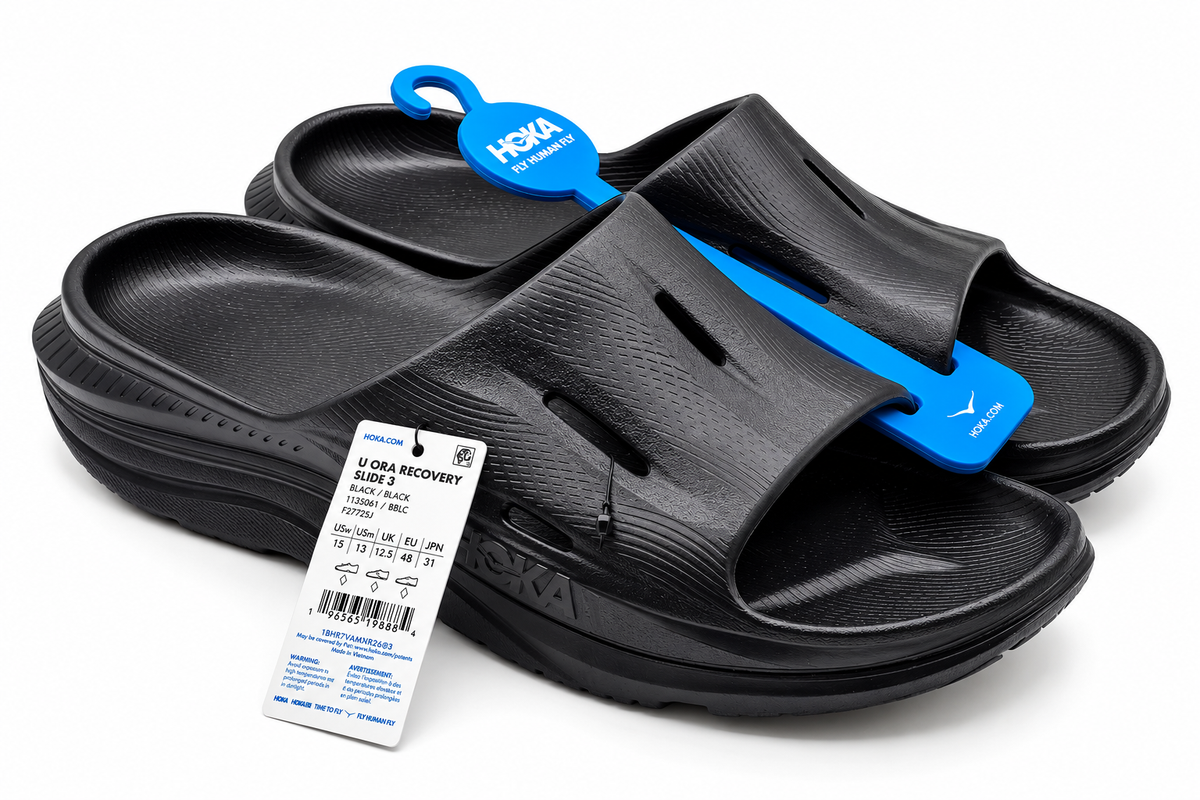 HOKA Ora Recovery Slide 3 Mens 13 Womens 15 Black Comfort Sandals 1135061 BBLC