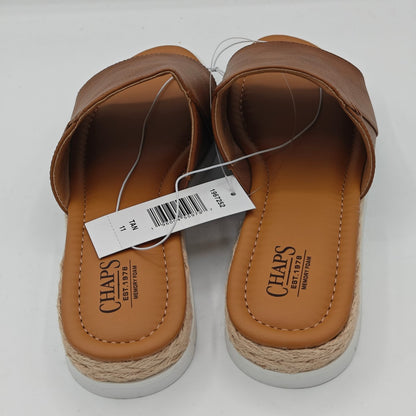 Chaps Slide Sandals Women's Brown Memory Foam Comfort Casual Slip On