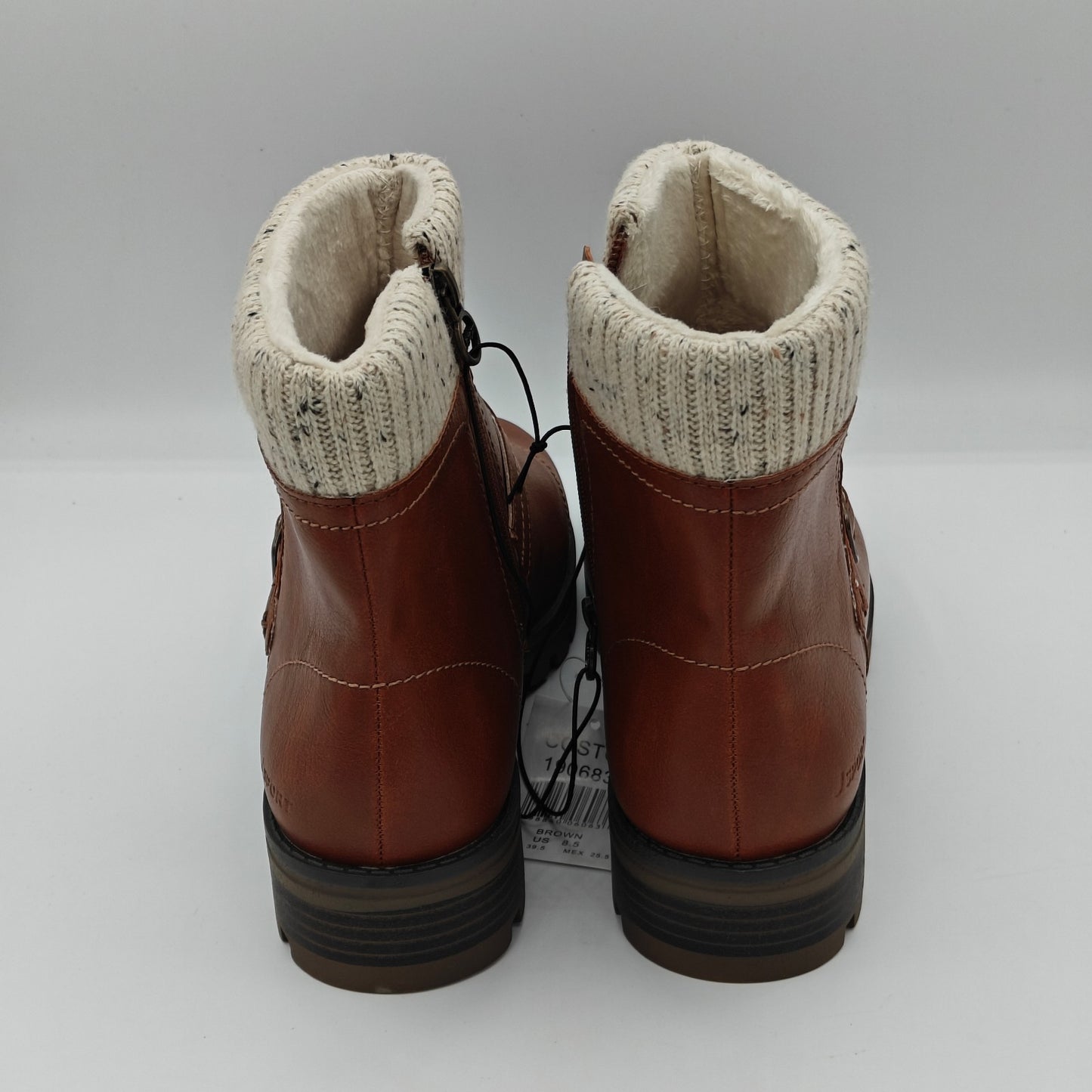 JSport Womens Violet Brown Boots with Knit Cuff and Memory Foam Comfort