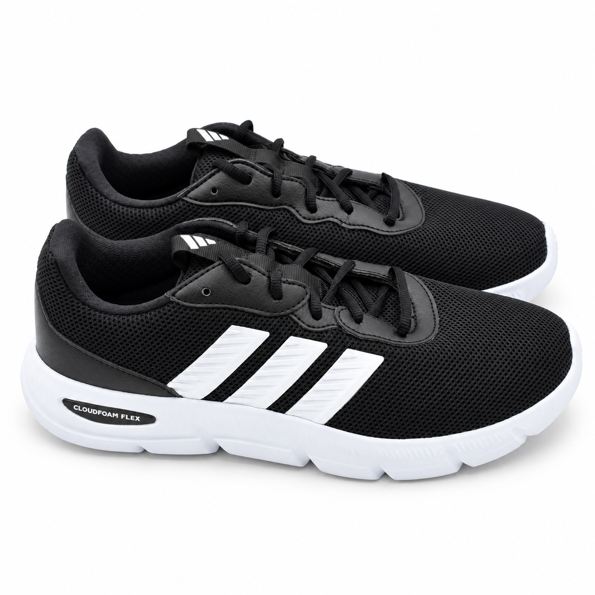 adidas Cloudfoam Flex Laces HQ4960 Womens Black White Walking Lifestyle Sneakers