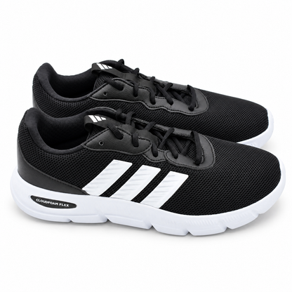 adidas Cloudfoam Flex Laces HQ4960 Womens Black White Walking Lifestyle Sneakers
