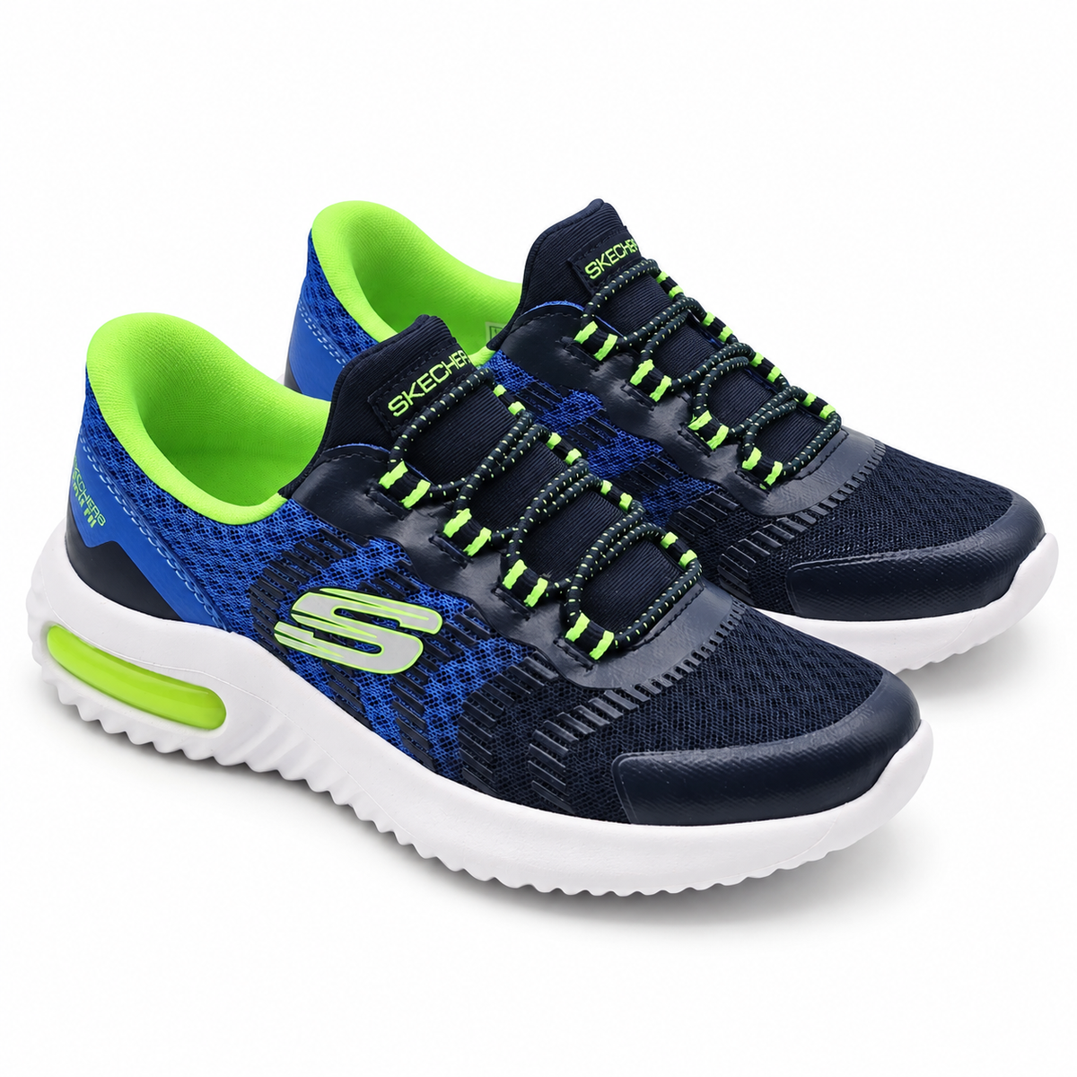 Skechers Swift Fit Kids Blue Hands Free Slip On Mesh Bungee Sneakers Pick Size