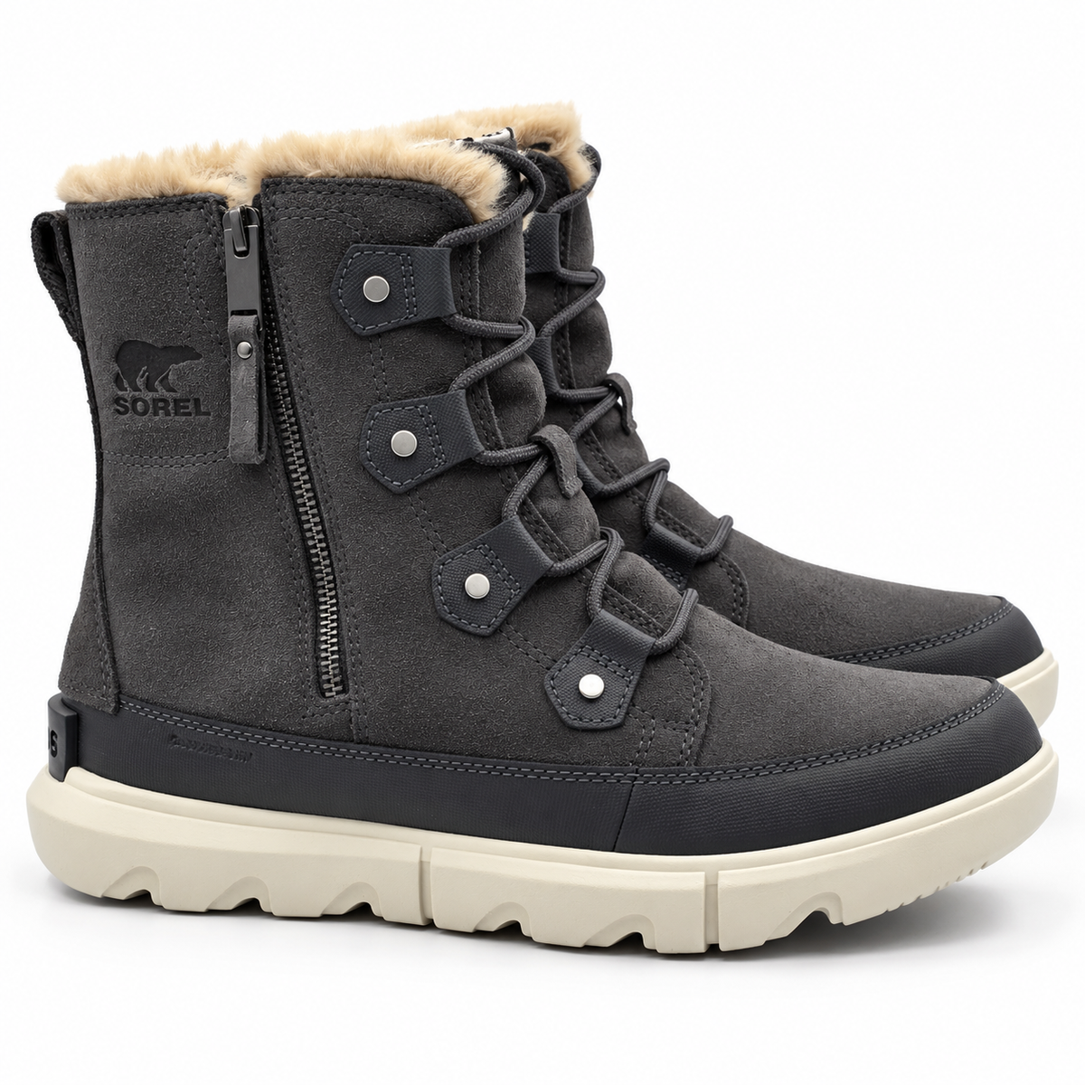 Sorel Explorer II Joan Dual Zip Womens 9 Grill Fawn Waterproof Winter Snow Boots