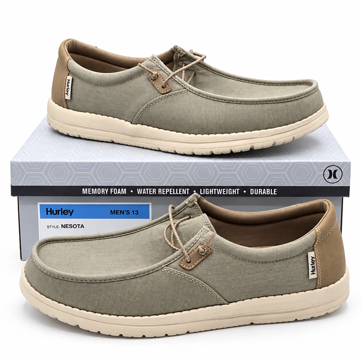 Hurley Nesota Mens Tan Memory Foam Lightweight Casual Comfort Shoes Pick Size