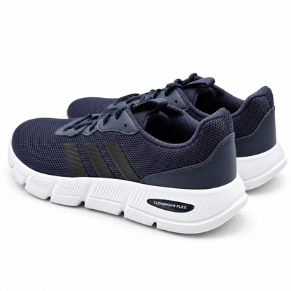 adidas Cloudfoam Flex Laces Mens Wide Navy Walking Sneakers HQ4853 Pick Size