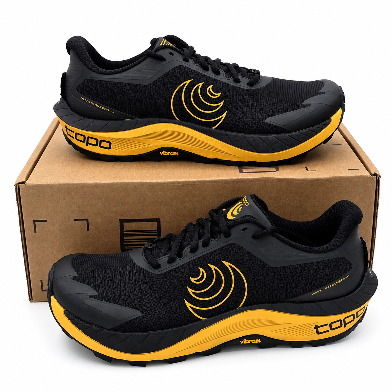 Topo Athletic MTN Racer 4 Men's Trail Running Shoes Black Yellow Size 9