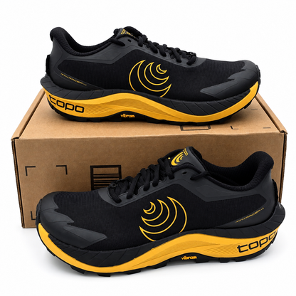 Topo Athletic MTN Racer 4 Men's Trail Running Shoes Black Yellow Size 9