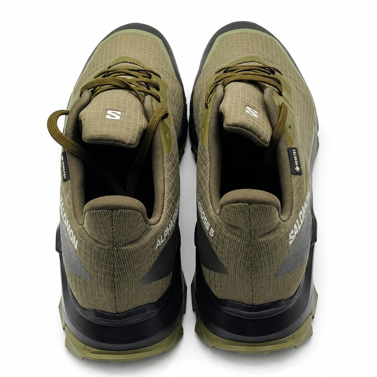 Salomon Alphacross 5 GTX Gore-Tex Trail Running Shoes Olive Black Men's Size 14
