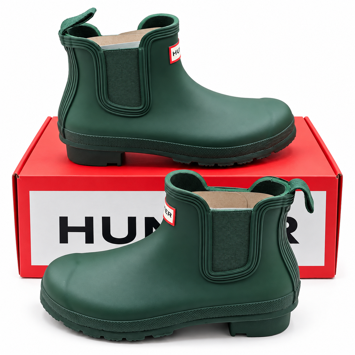 Hunter Original Chelsea Boots Womens 6 Green Waterproof Rubber WFS2078RMA Matte