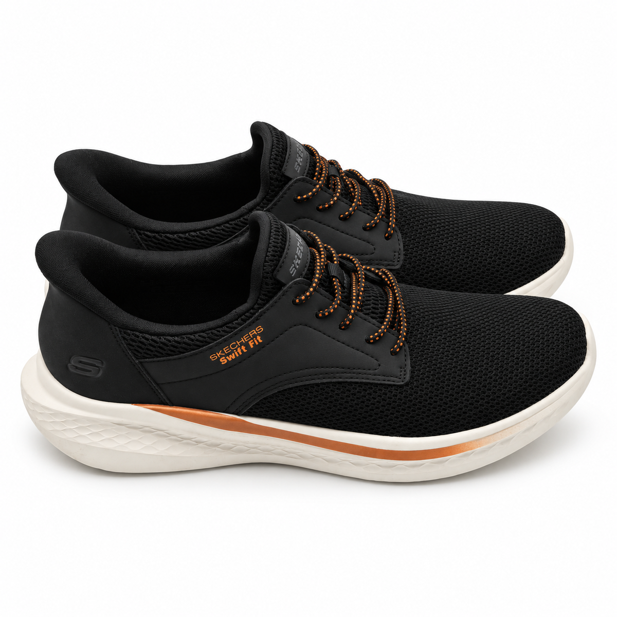 Skechers Swift Fit Mens Black Hands Free Memory Foam Walking Sneakers Pick Size