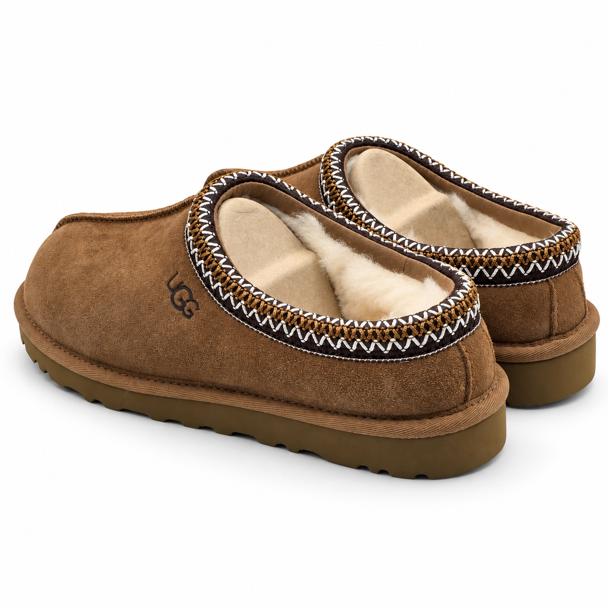 UGG Tasman II Mens 7 Chestnut Suede Sheepskin Lined Slip On Slippers 1174671